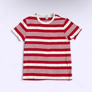 Vintage Joan Vass Red White Striped Cotton T Shirt Soft XL S M L